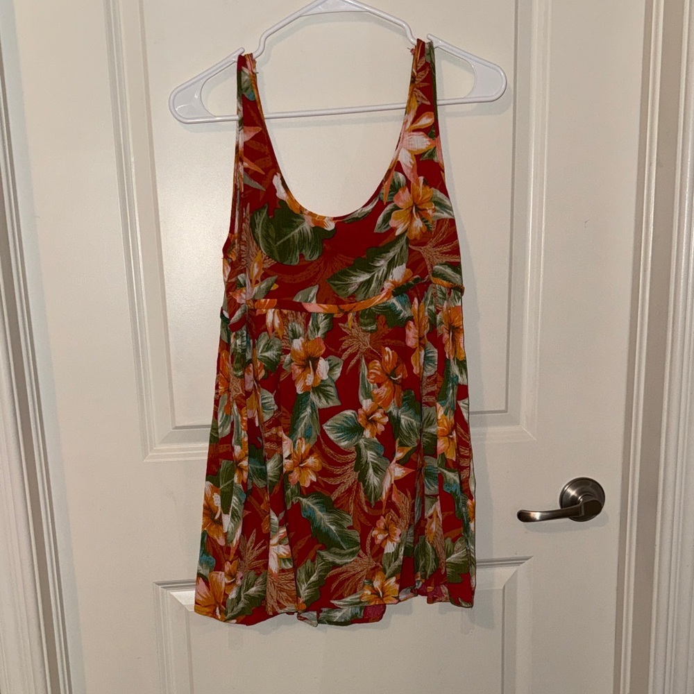 Forever 21 Red Tropical Print Dress